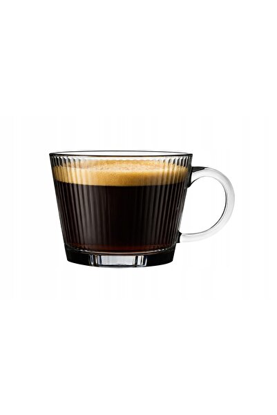 ECARLA SET DE 6 PIESE DE CĂNI DE STICLĂ CU BORD ONGULAT PENTRU CAFEA ȘI CEAI