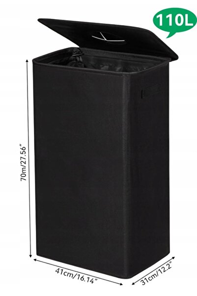 NO BRAND COLECȚIONARE STICLĂTURI DE PLASTIC CU MÂNERE 110L NEGRU SOLID