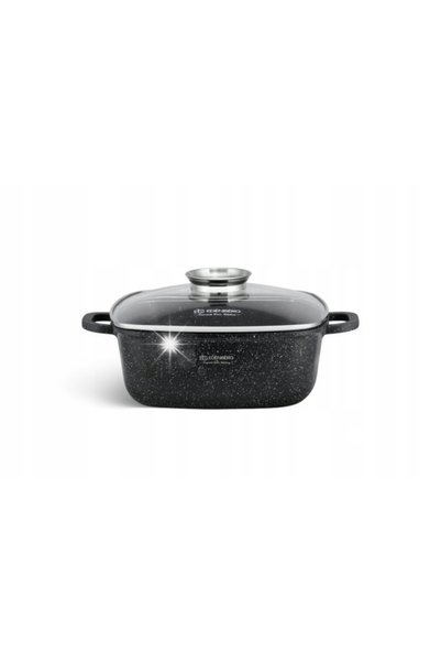 EDENBERG GARNEK 28CM 6,5L OALĂ TRADIȚIONALĂ DIN PIATRĂ CU CAPAC, PENTRU INDUC...