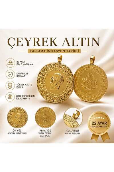 GEEN 22 Ayar Altın Kaplama Tarihli İmitasyon Çeyrek Altın