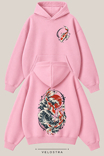 Velostra Unisex Japanese Koi Fish Printed Front and Back Design Oversize 3 Th...