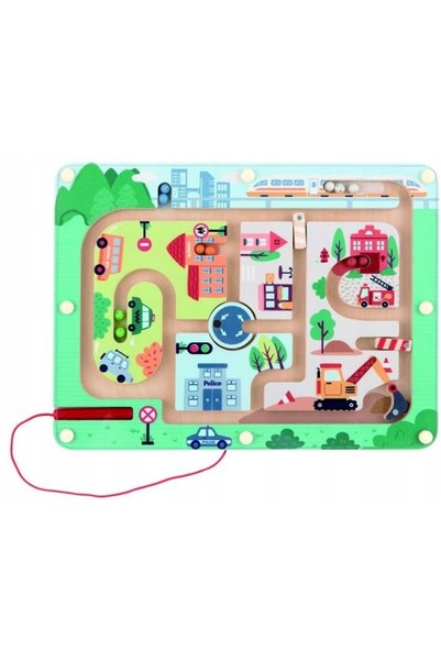 Lelin LABIRINT MAGNETIC DIN LEMN TRANSPORT MONTESSORI CĂRĂCIUNĂ