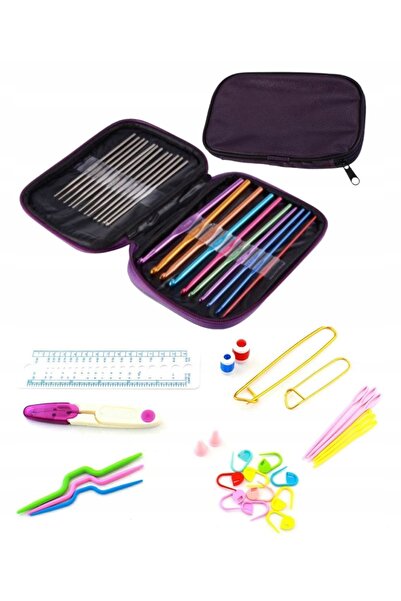 OMB Set de croșetat și tricotat, 50 de croșete, set mare, cadou în cutie.