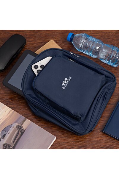 Beltimore Rucsac de damă mic, ușor, cu trei compartimente, elegant, bleumarin