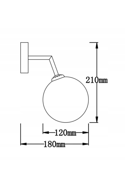 Light Prestige Aplică de perete din sticlă neagră cu glob alb pentru living ș...
