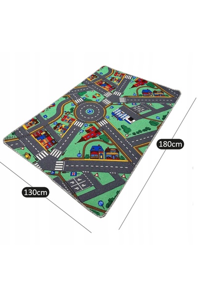 Allvo COVOR pentru copii STRĂZI ORAȘ MAȘINI străzi drum 130x180 cm MOALE și R...