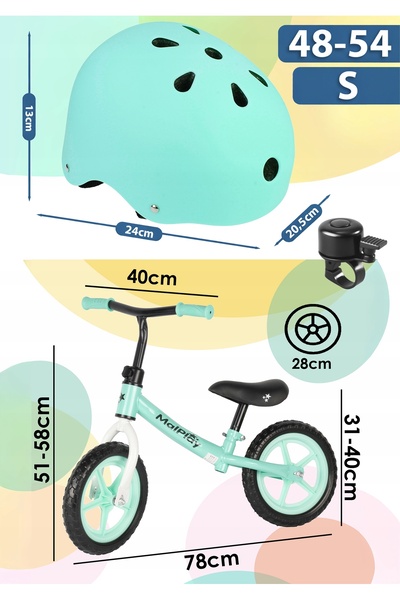 Allvo BICICLETĂ FĂRĂ PEDALE PENTRU COPII, UȘOARĂ, REGLABILĂ, SET 3 ÎN 1: CASC...