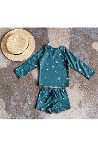 NO BRAND COSTUM DE BAIE PENTRU BĂIEȚI, DIN DOUĂ PĂRȚI, VERDE, UPF50+, 98/104,...