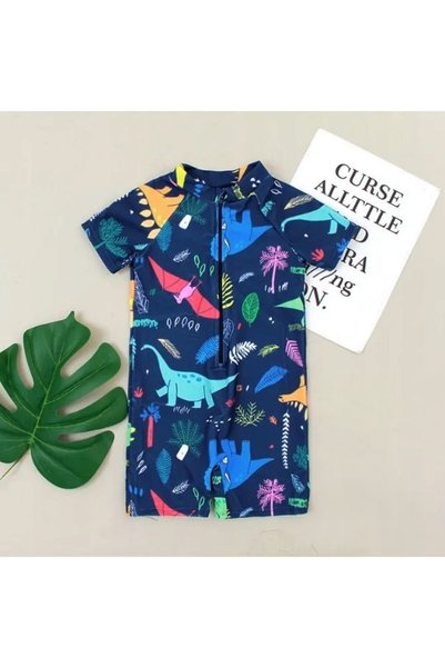 NO BRAND COSTUM DE BAIE PENTRU BĂIEȚI CU MOTIV DE DINOZAURI, PROTECȚIE UV UPF...