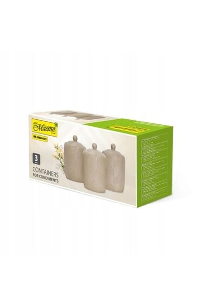 Maestro Set de 3 recipiente ceramice 'GEOMETRY BEIGE' |   MR-20004-03CS