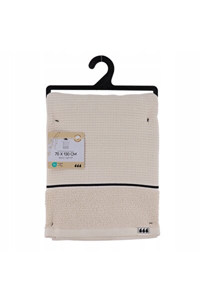 NO BRAND Prosop de baie din bumbac tip vafe 50 x 90 cm bej 500 g/m²