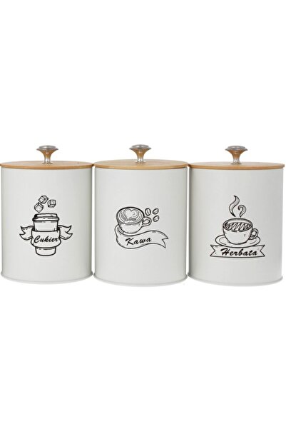 KRISBERG Set de 3 recipiente pentru cafea și ceai, cu inscripții: COFFEE TEA ...