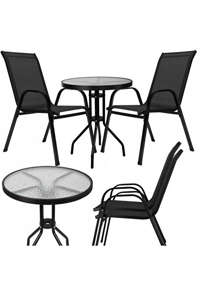 Springos MOBILIER DE GRĂDINĂ SET DE MOBILIER DE GRĂDINĂ MASĂ + 2 SCAUNE PENTR...