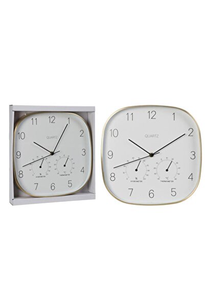 Excellent Houseware Ceas de perete pentru living și bucătărie, AURIU, cu term...