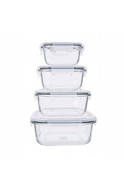 ALTOM DESIGN Set de 4 recipiente de sticlă pentru alimente LunchBox Fresh