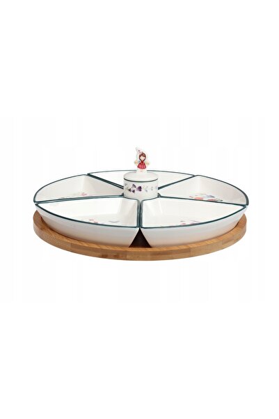 MPLCO Ghiveci ceramic rotativ 27,5 cm pe bambus 7 elemente MRS FLOWER