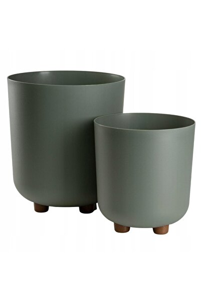 HowHomely SET DE GHIVECE DIN PLASTIC VERZI – ghivece ovale cu picioare pentru...
