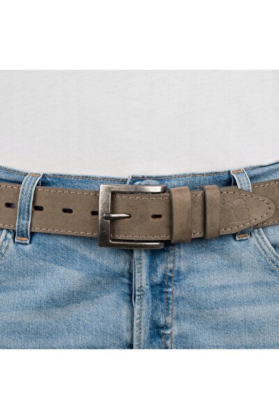 Beltimore Curea bărbătească din piele întoarsă premium, gri clasic, lată de 4cm