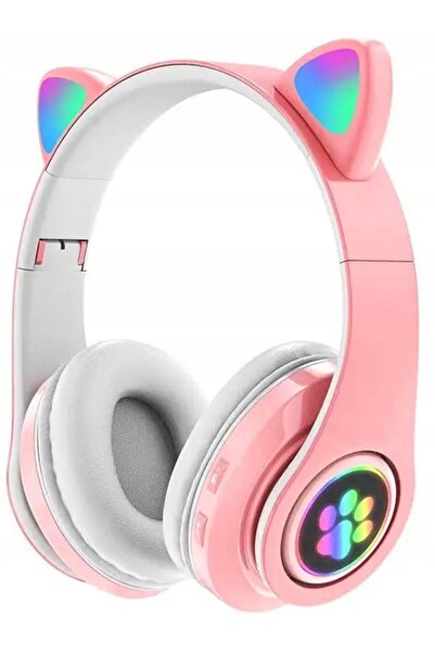 Lewer Căști Bluetooth wireless cu urechi de pisică pentru copii, LED RGB