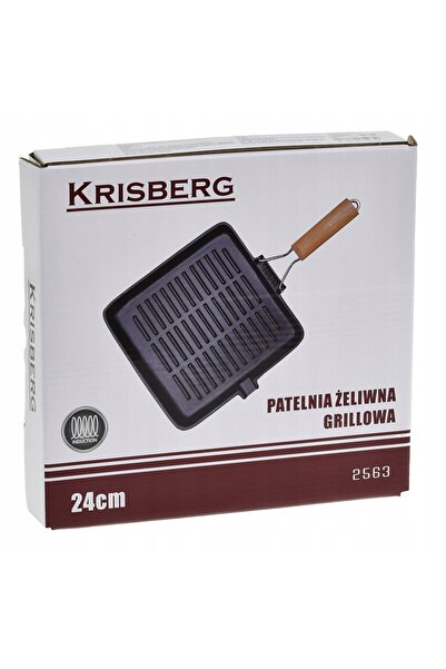 KRISBERG Tigaie grill 24 cm din fontă, pentru inducție și gaz