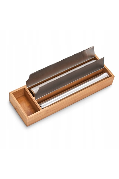 zeller 39.5 X 13 X 5.5 CM TĂIĂTOR DE HÂRTIE DE COPT DIN BAMBUS ȘI FOILĂ DE AL...