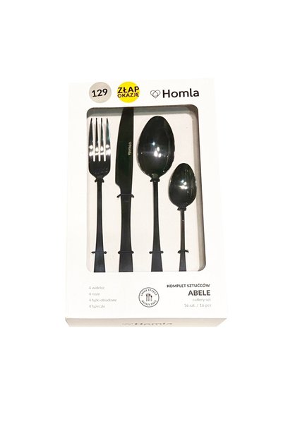 Homla Set tacâmuri ABELE negru 16 piese