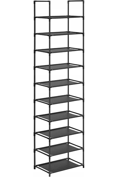 SONGMICS Dulap modular negru pentru pantofi, cu 10 niveluri, rafturi din mate...