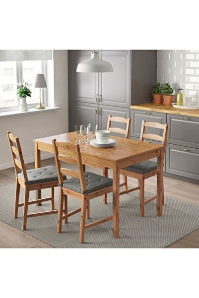 IKEA Yemek Masası Ve Sandalye Seti, Antika Vernik
