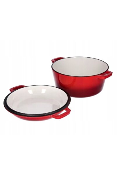 NO BRAND Caserolă din fontă emailată 26 cm. Oală emailată tip Dutch Oven 4,8 L