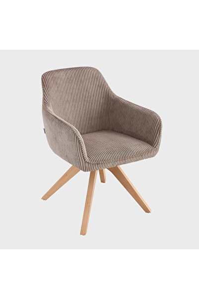 Homla Scaun PEMA rotativ din catifea reiată maro 56x60x82 cm