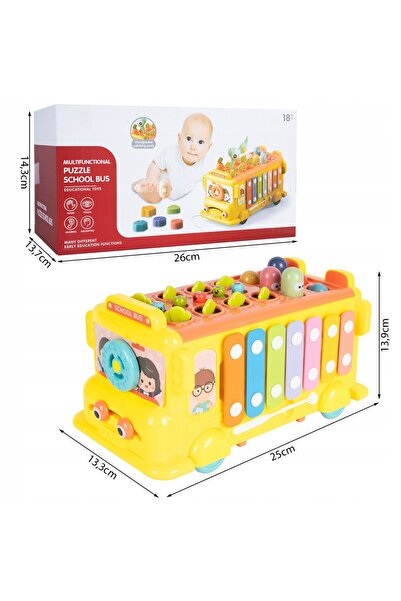 MalPlay Jucărie educativă Montessori: Sortator cu autobuz, Cimbale, Prinde in...