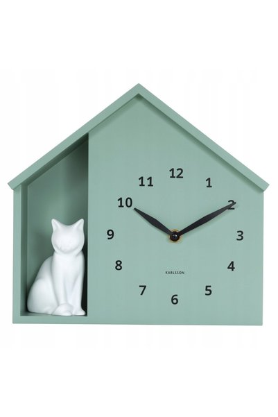 Karlsson Ceas de perete verde, modern, pentru copii, cu sunet de pisică – SIT...