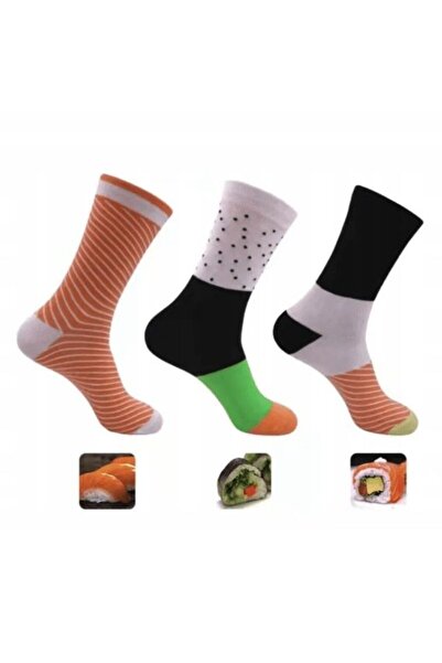 NO BRAND Șosete colorate cu sushi, 3 perechi, set de șosete amuzante, cadou