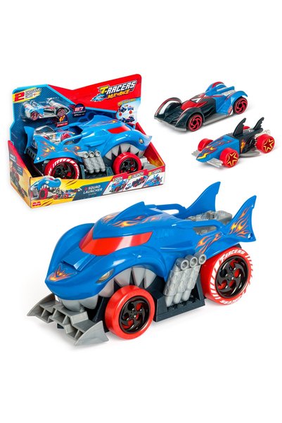 MagicboxToys T-Racers Shark Squad Launcher - lansator de mașini și două vehic...