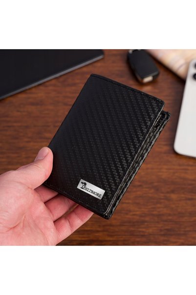 Beltimore Portofel bărbătesc din piele clasic RFID mare negru carbon premium