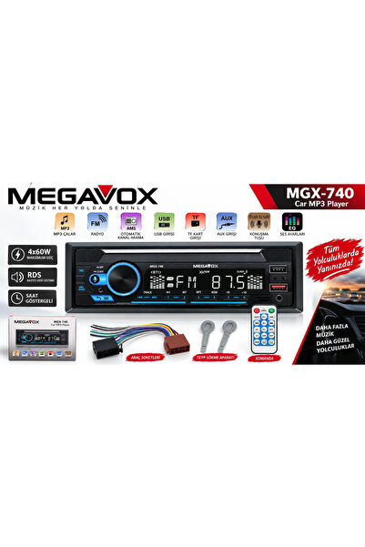 megavox Teyp – MGX-740 Teyp - Çift Amfi Çıkışlı , 4x60w , Bluetoothlu , 7 Ren...