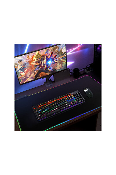 verk group Mousepad de gaming pentru gameri, iluminat LED RGB 80x30