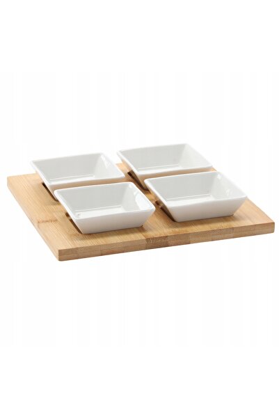 Chomik SET COMPLET DE ACCESORII 4 VASE + PLACĂ DE BAMBUS PENTRU CASĂ
