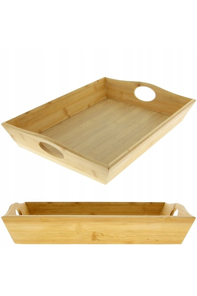 MPLCO Tavă dreptunghiulară din bambus pentru micul dejun, 41x30x7,5cm