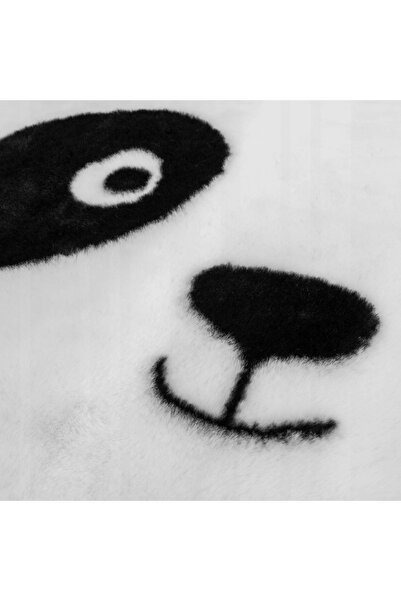 Atmosphera Covor rotund de 100cm, alb, cu panda, moale, decorativ, pentru cam...