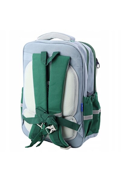 NO BRAND Rucsac școlar cu dinozaur aplicat și penar, gri, 39x27x15cm