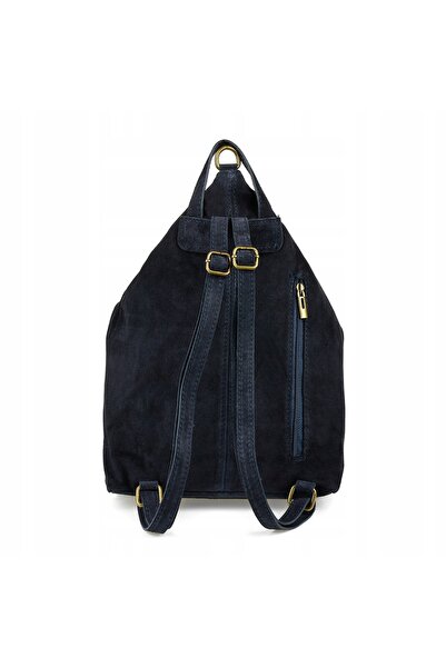 Vera Pelle Rucsac de damă din piele de căprioară, mare, italian, format A4, g...