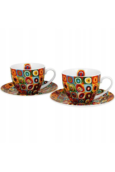 Duo Set de căni inspirat de picturile lui Kandinsky, 270 ml, ceramică modernă