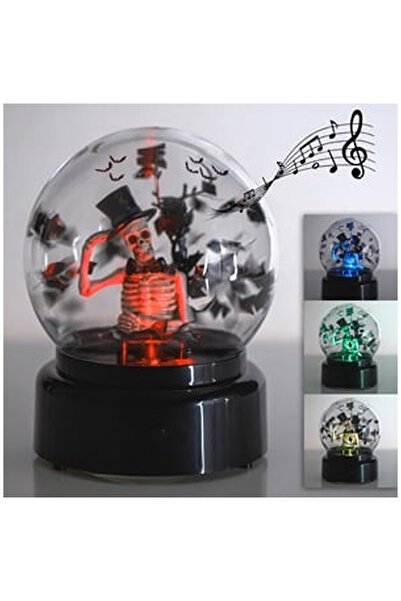 OEM Glob Decorativ de Halloween cu Schelet Zapada Neagra Sunet & Lumina Ø13x19cm
