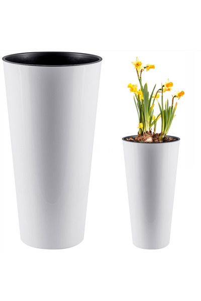 Martom Ghiveci, ghiveci ÎNALT cu INSERȚIE OGRÓD BALKON slim, LUCIOS, 47 cm