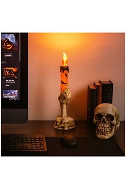 OEM Sfesnic cu Model Mana de Schelet & Lumanare LED de Halloween 6.5x5x21cm