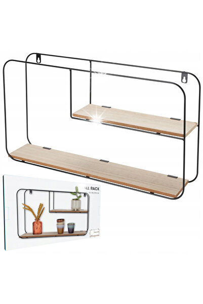 Koopman Raft de perete suspendat din metal, negru, în stil industrial/loft, p...