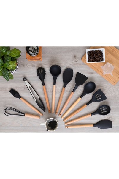 NO BRAND SET DE CUȚITE în bloc + ACCESORII DE BUCĂTĂRIE DIN SILICON, RECIPIEN...