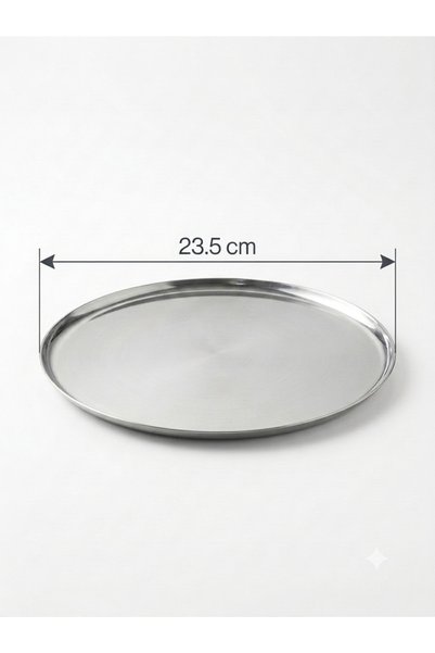Maglor Lüx 1mm Ağır Paslanmaz Çelik 23.5 cm Yuvarlak Tepsi Sunum,Konsept, Kahve, Dekoratif Tepsi