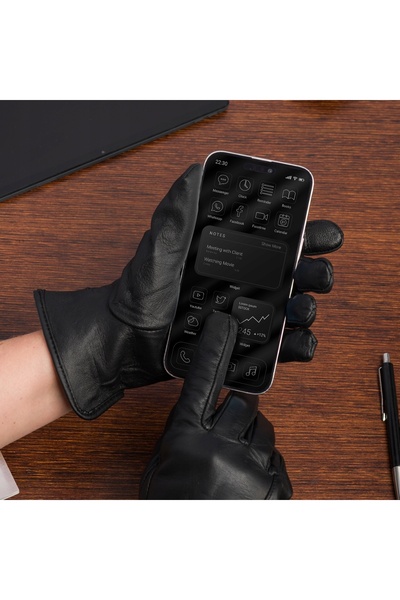 Beltimore Mănuși de piele de damă, căptușite cu fleece, TOUCHSCREEN, negre, XL